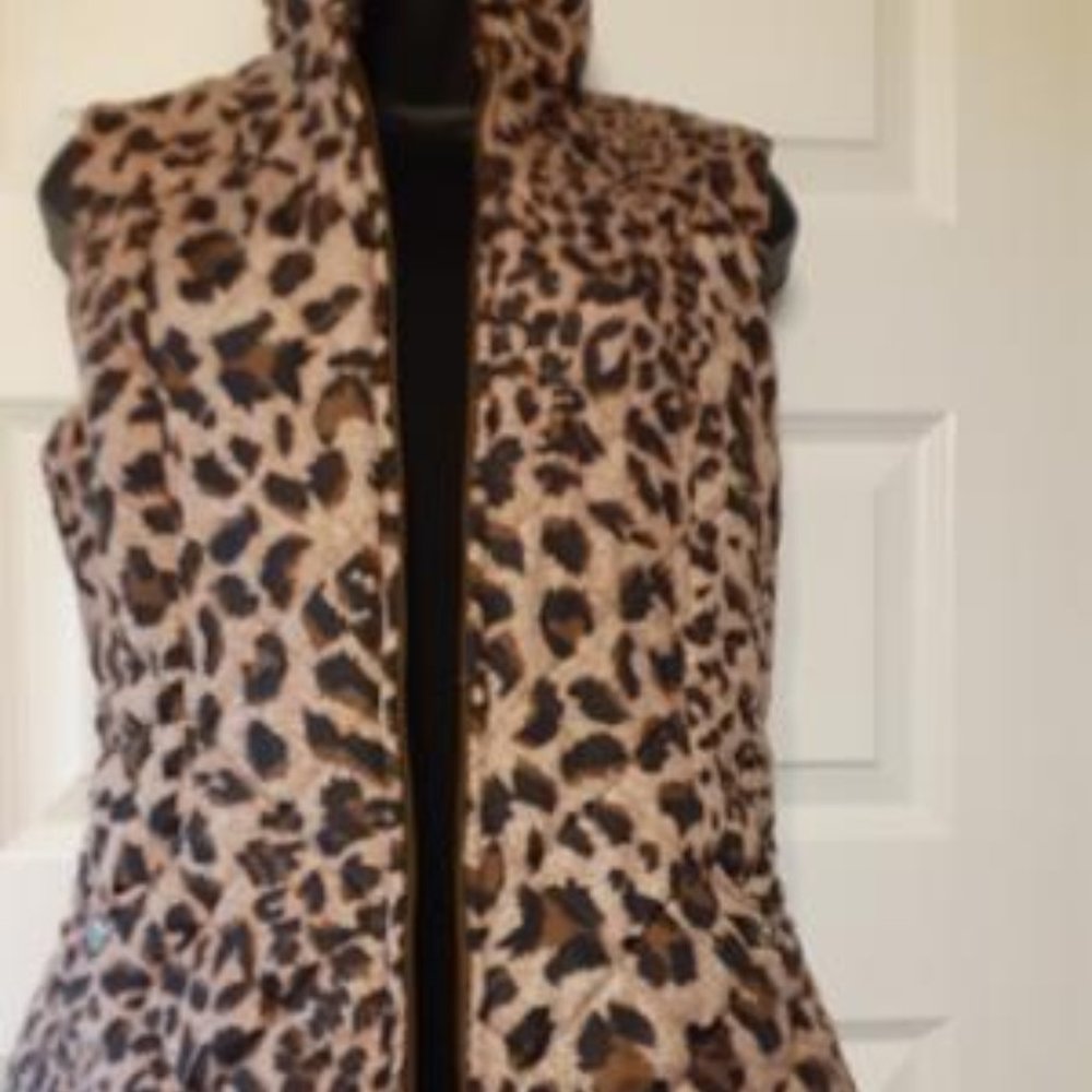 Chic Beige and Brown Animal Print Outerwear Vest